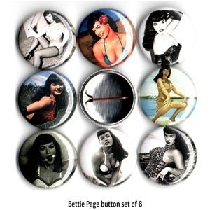 Betty Page buttons badge pins set of 8